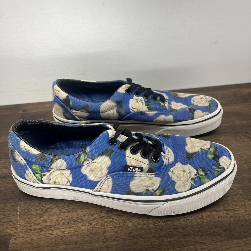Vans Romantic Floral Lapis Blue Low Top Skate Shoes Men's 7 Womens 8.5 Floral - Picture 1 of 15